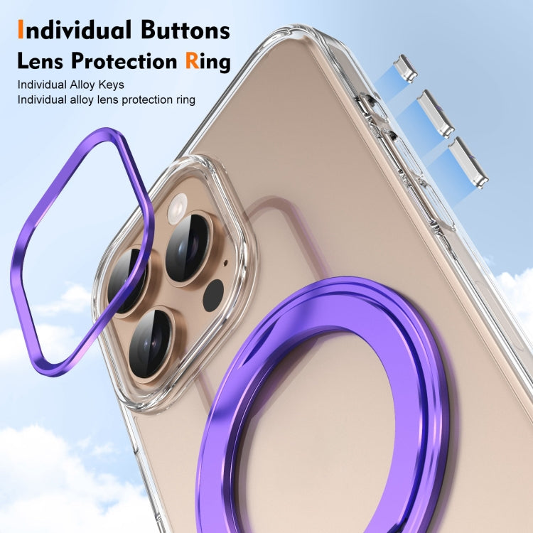 For iPhone 16 Pro Ice-Cold Rotating Ring Holder PC MagSafe Phone Case