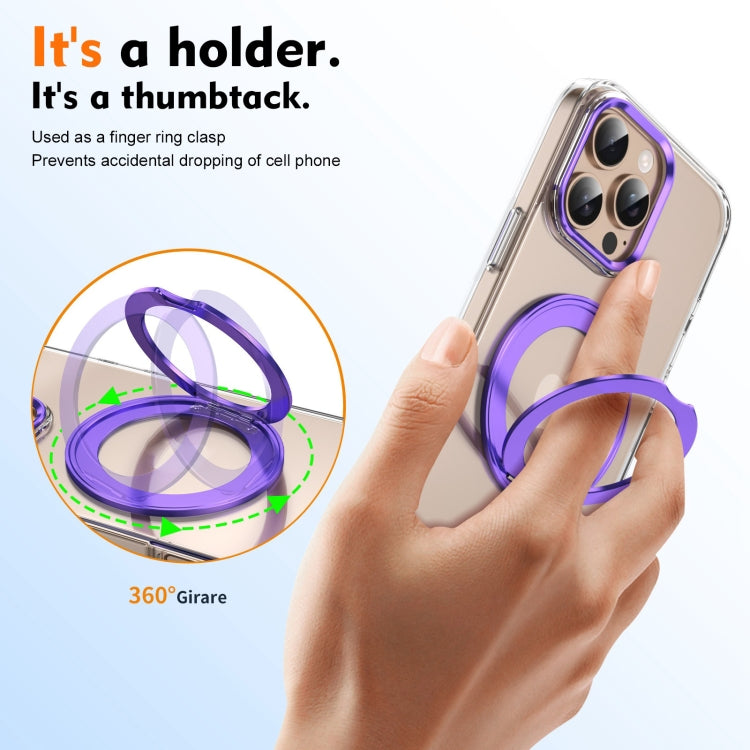 For iPhone 16 Pro Ice-Cold Rotating Ring Holder PC MagSafe Phone Case