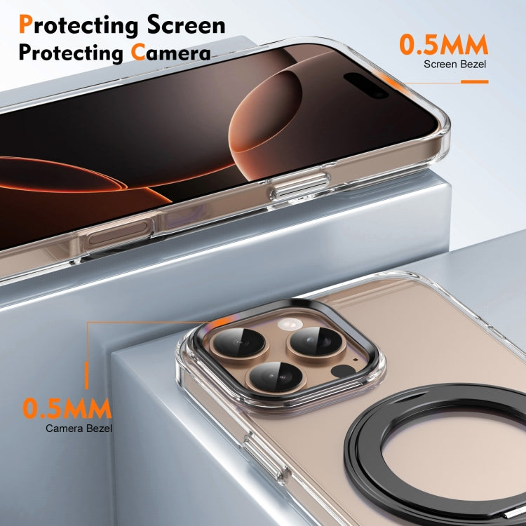 For iPhone 16 Pro Ice-Cold Rotating Ring Holder PC MagSafe Phone Case