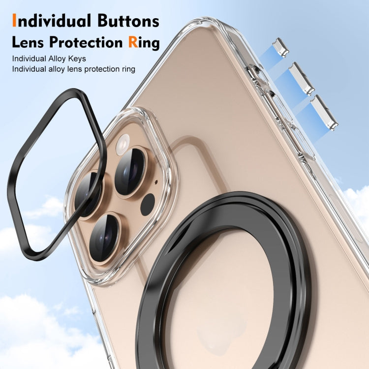 For iPhone 16 Pro Ice-Cold Rotating Ring Holder PC MagSafe Phone Case