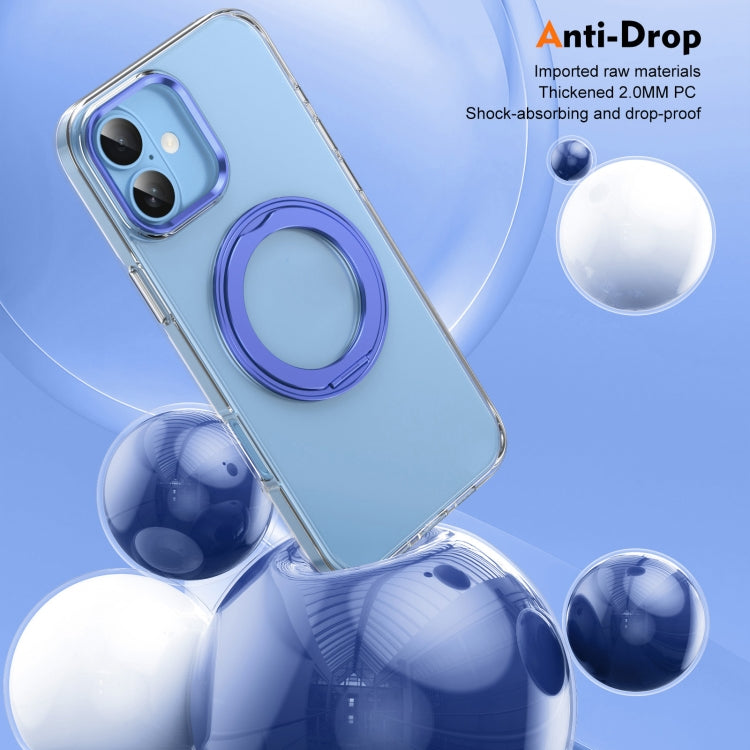 For iPhone 16 Plus Ice-Cold Rotating Ring Holder PC MagSafe Phone Case