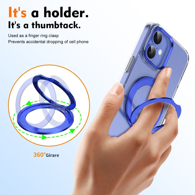 For iPhone 16 Plus Ice-Cold Rotating Ring Holder PC MagSafe Phone Case