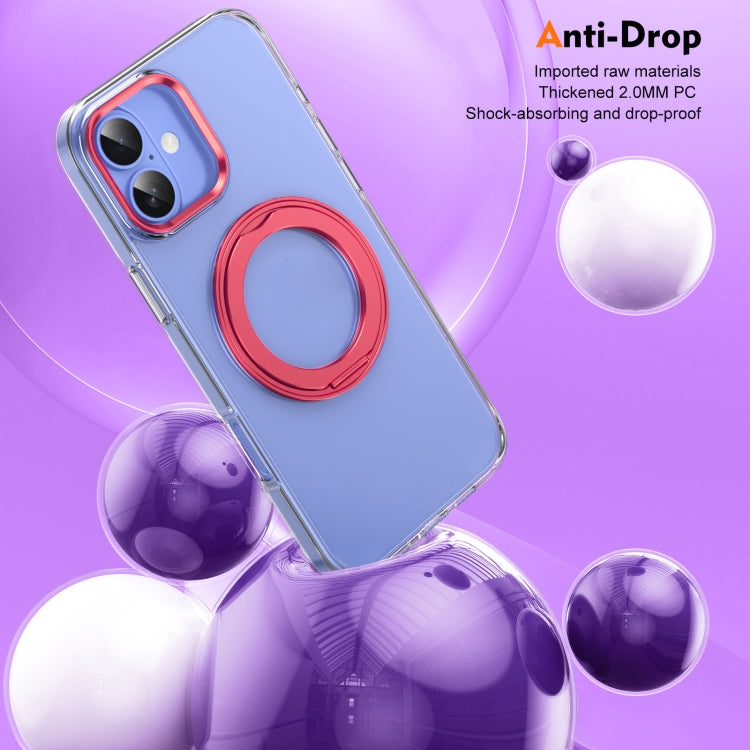 For iPhone 16 Plus Ice-Cold Rotating Ring Holder PC MagSafe Phone Case