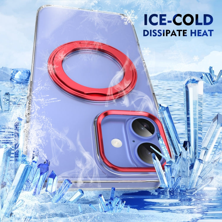 For iPhone 16 Plus Ice-Cold Rotating Ring Holder PC MagSafe Phone Case