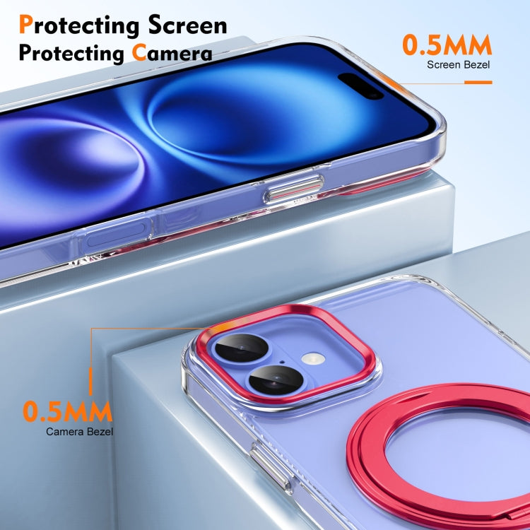 For iPhone 16 Plus Ice-Cold Rotating Ring Holder PC MagSafe Phone Case