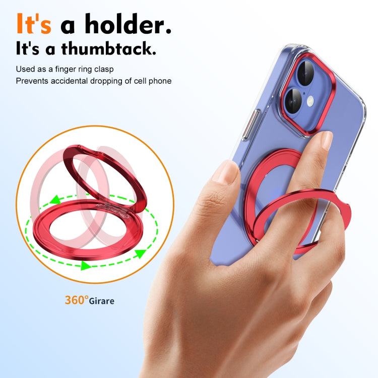 For iPhone 16 Plus Ice-Cold Rotating Ring Holder PC MagSafe Phone Case