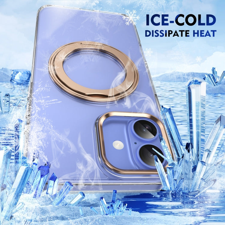 For iPhone 16 Plus Ice-Cold Rotating Ring Holder PC MagSafe Phone Case