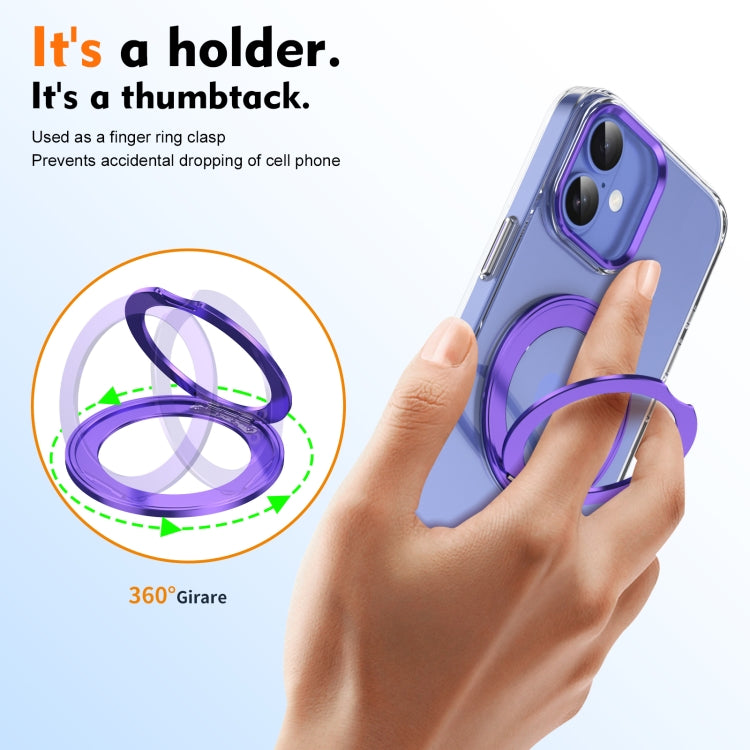 For iPhone 16 Plus Ice-Cold Rotating Ring Holder PC MagSafe Phone Case