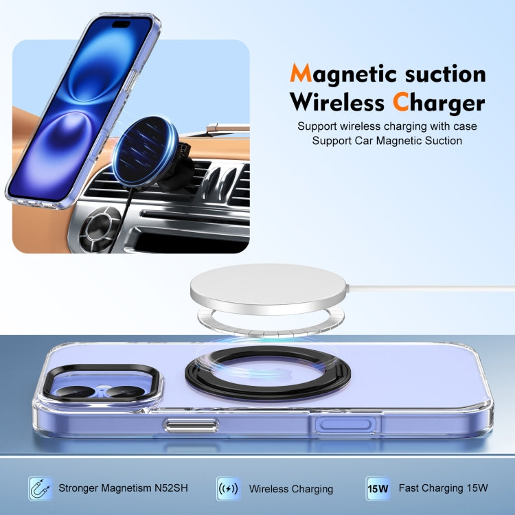 For iPhone 16 Plus Ice-Cold Rotating Ring Holder PC MagSafe Phone Case