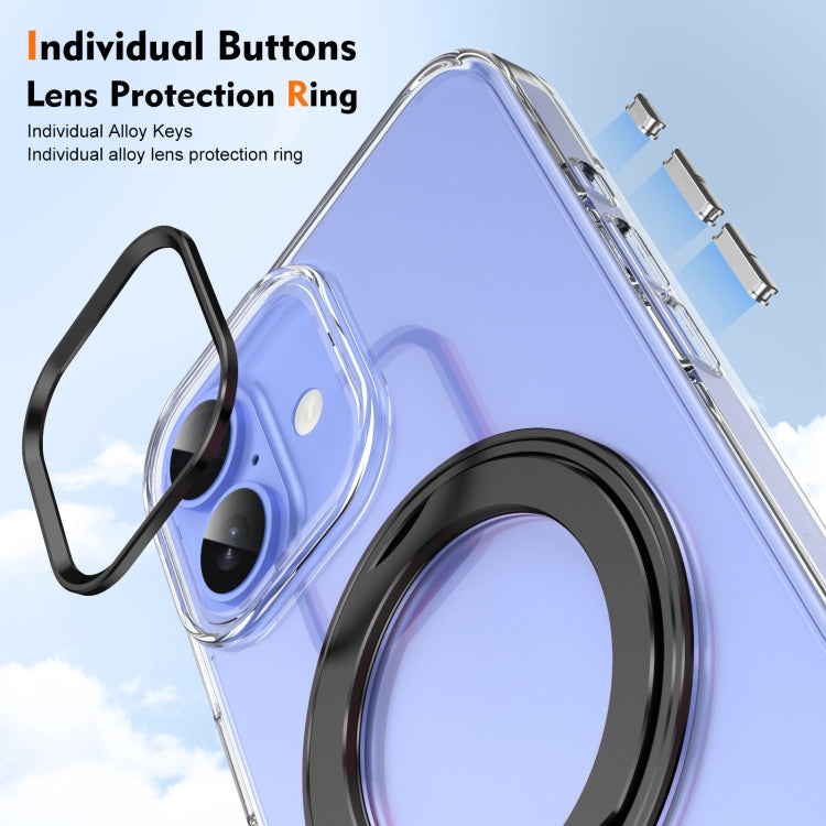 For iPhone 16 Plus Ice-Cold Rotating Ring Holder PC MagSafe Phone Case