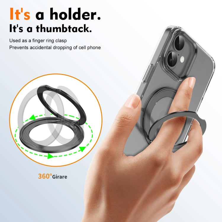 For iPhone 16 Plus Ice-Cold Rotating Ring Holder PC MagSafe Phone Case
