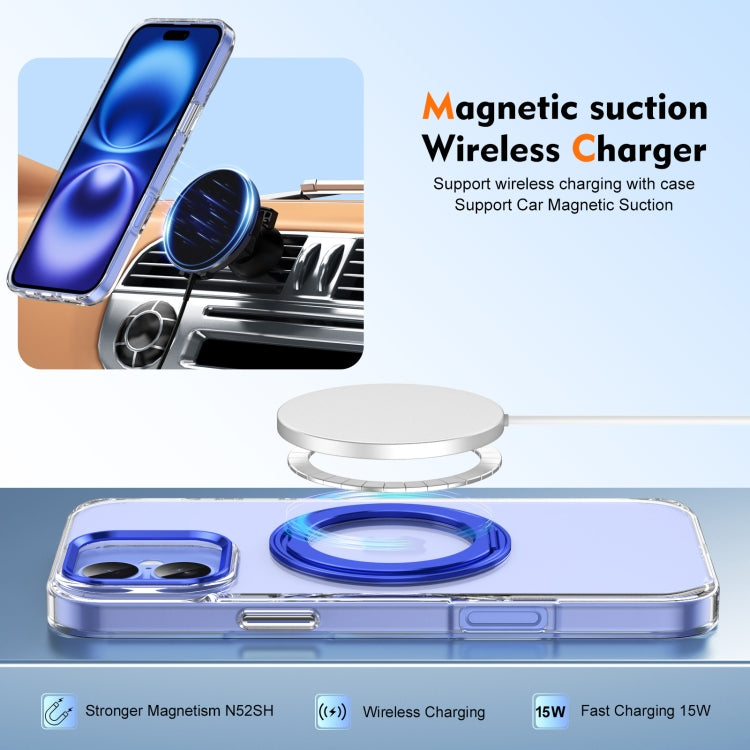 For iPhone 16 Ice-Cold Rotating Ring Holder PC MagSafe Phone Case