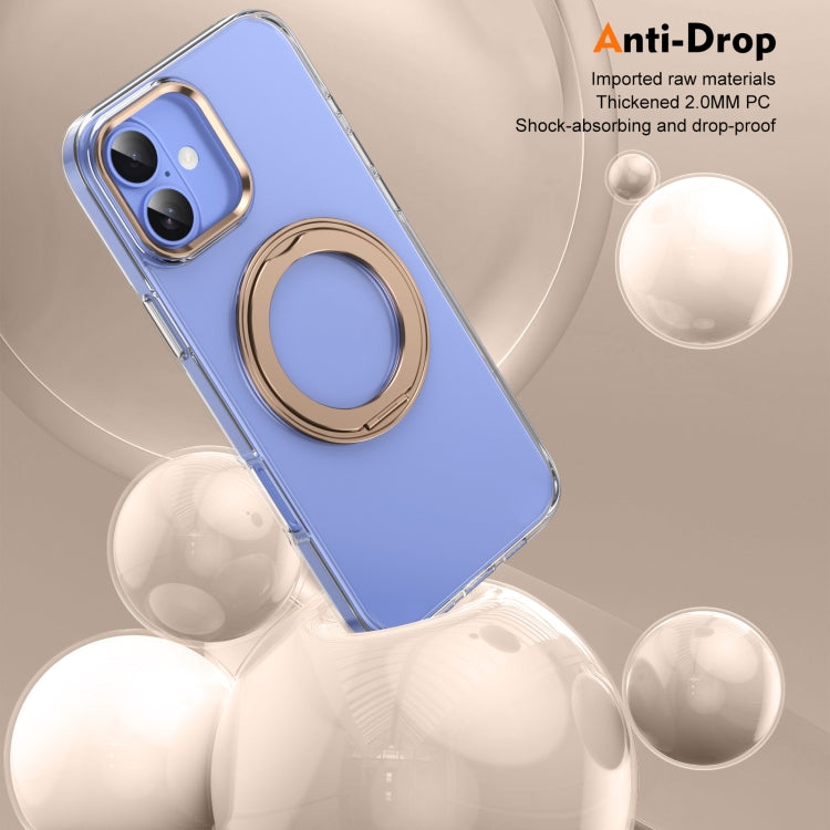 For iPhone 16 Ice-Cold Rotating Ring Holder PC MagSafe Phone Case