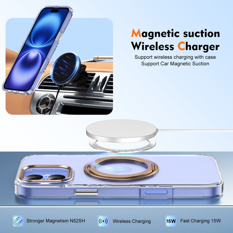 For iPhone 16 Ice-Cold Rotating Ring Holder PC MagSafe Phone Case
