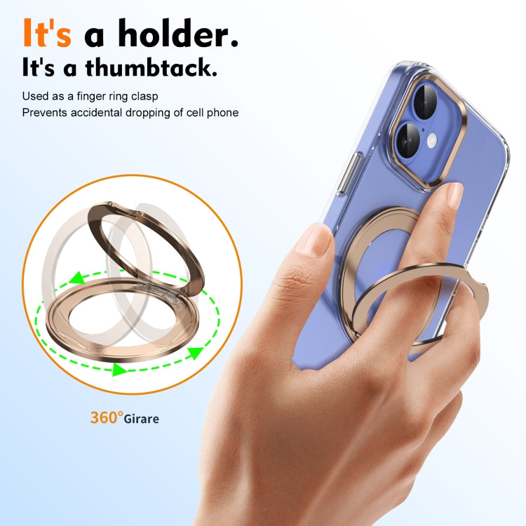 For iPhone 16 Ice-Cold Rotating Ring Holder PC MagSafe Phone Case