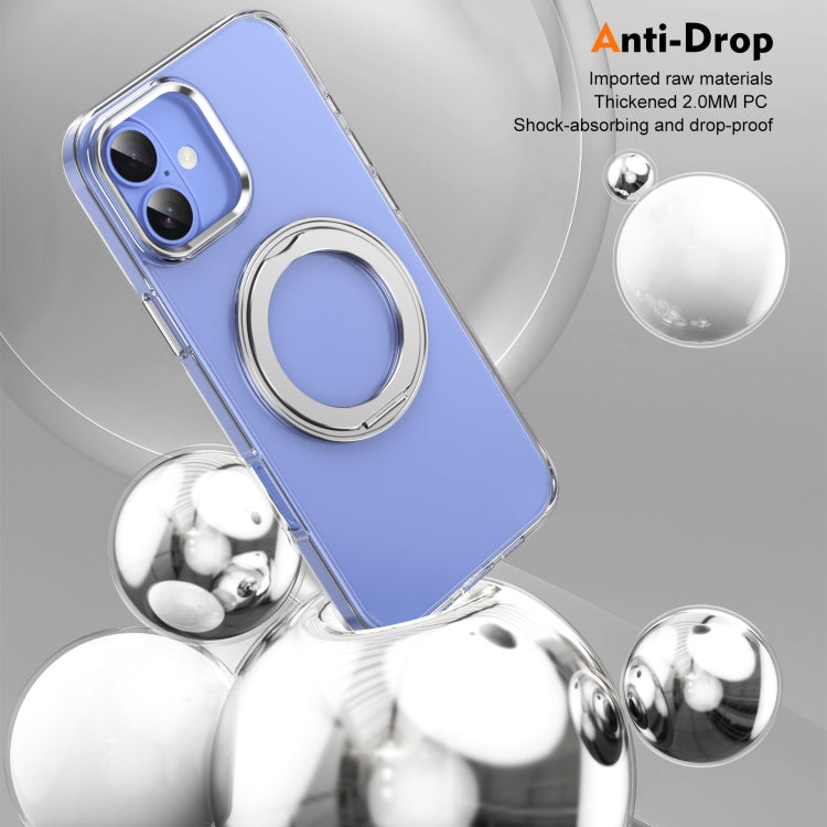 For iPhone 16 Ice-Cold Rotating Ring Holder PC MagSafe Phone Case