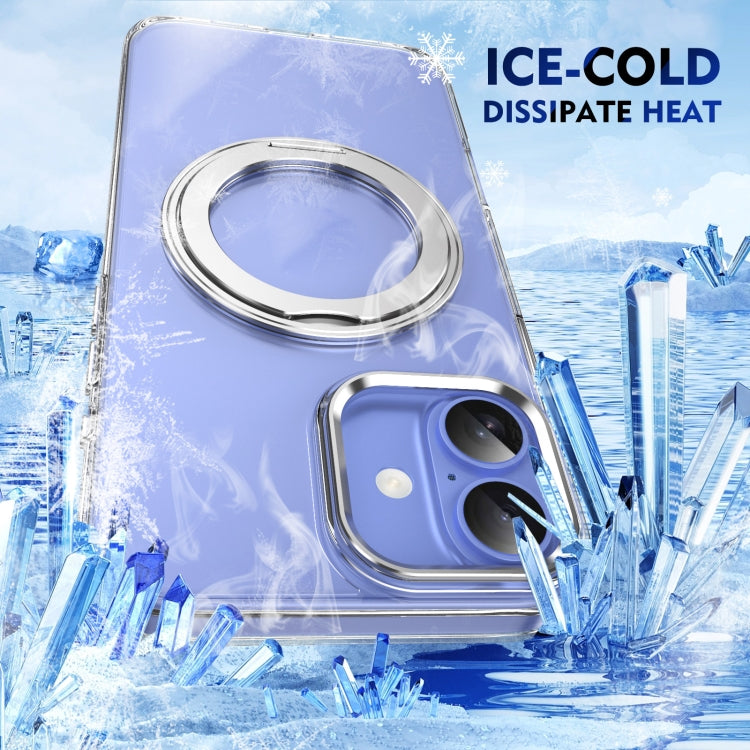 For iPhone 16 Ice-Cold Rotating Ring Holder PC MagSafe Phone Case