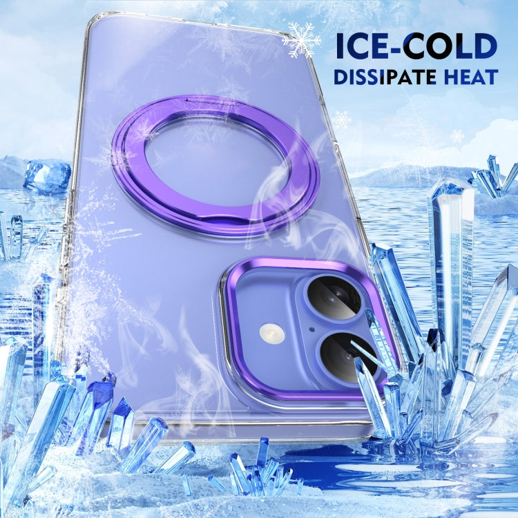 For iPhone 16 Ice-Cold Rotating Ring Holder PC MagSafe Phone Case
