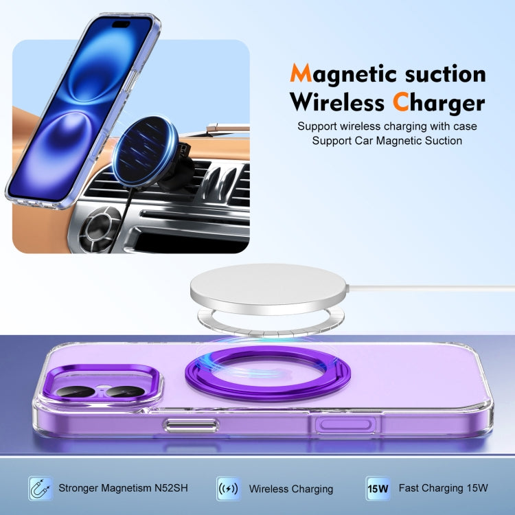 For iPhone 16 Ice-Cold Rotating Ring Holder PC MagSafe Phone Case