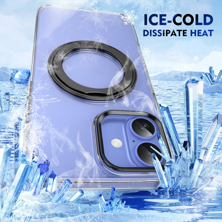 For iPhone 16 Ice-Cold Rotating Ring Holder PC MagSafe Phone Case