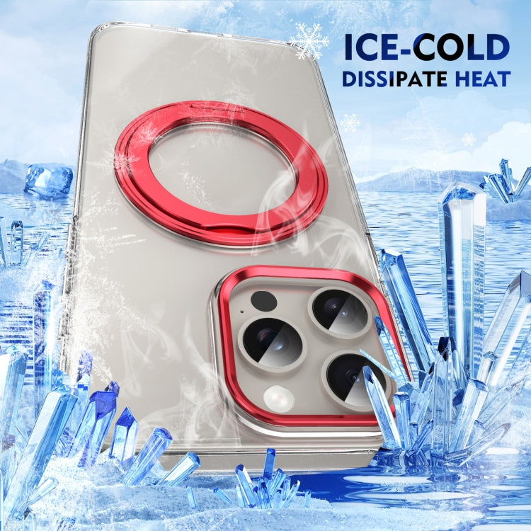 For iPhone 15 Pro Max Ice-Cold Rotating Ring Holder PC MagSafe Phone Case