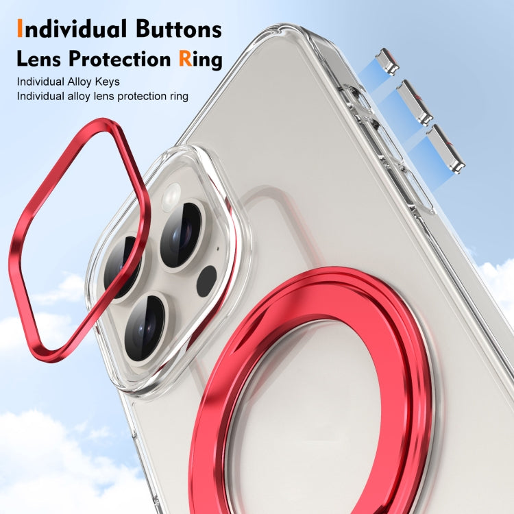 For iPhone 15 Pro Max Ice-Cold Rotating Ring Holder PC MagSafe Phone Case