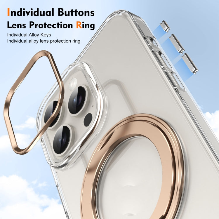 For iPhone 15 Pro Max Ice-Cold Rotating Ring Holder PC MagSafe Phone Case
