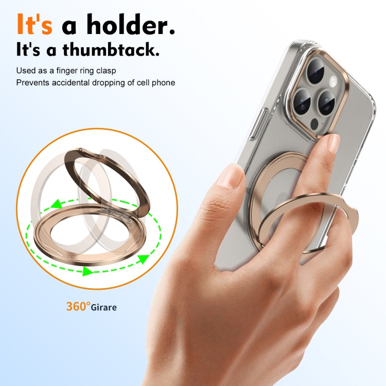 For iPhone 15 Pro Max Ice-Cold Rotating Ring Holder PC MagSafe Phone Case