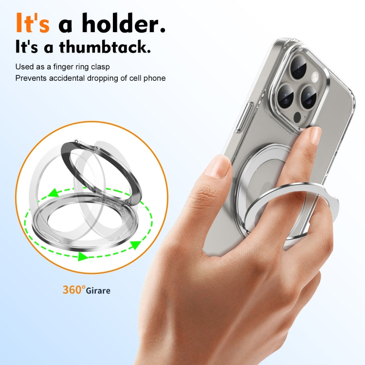 For iPhone 15 Pro Max Ice-Cold Rotating Ring Holder PC MagSafe Phone Case