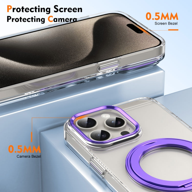 For iPhone 15 Pro Max Ice-Cold Rotating Ring Holder PC MagSafe Phone Case