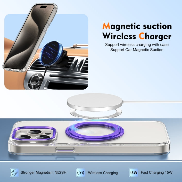 For iPhone 15 Pro Max Ice-Cold Rotating Ring Holder PC MagSafe Phone Case