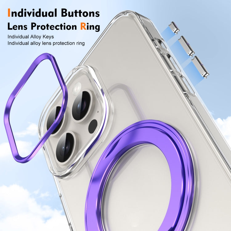 For iPhone 15 Pro Max Ice-Cold Rotating Ring Holder PC MagSafe Phone Case