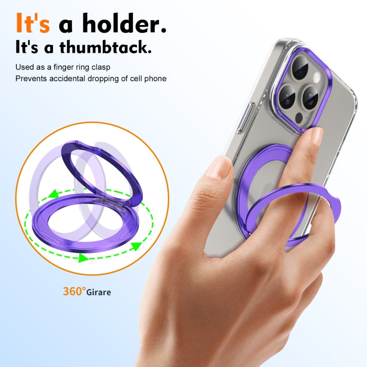 For iPhone 15 Pro Max Ice-Cold Rotating Ring Holder PC MagSafe Phone Case