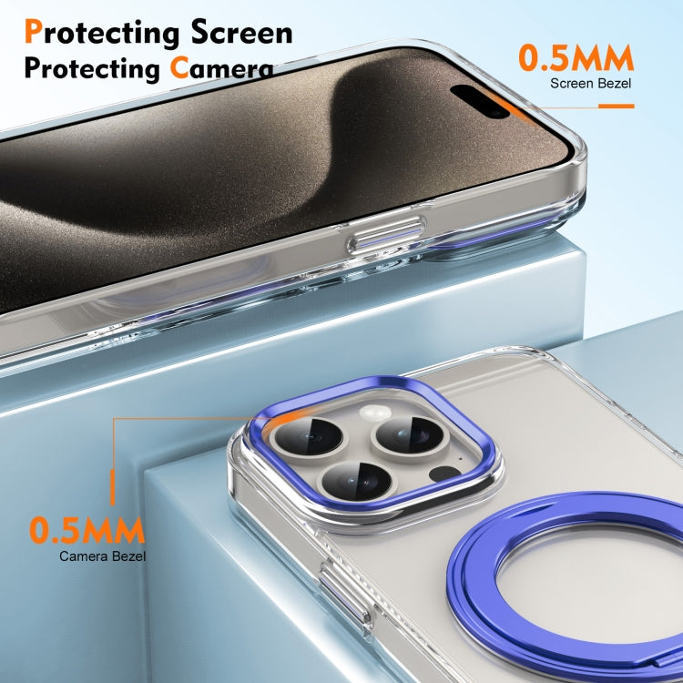 For iPhone 15 Pro Ice-Cold Rotating Ring Holder PC MagSafe Phone Case