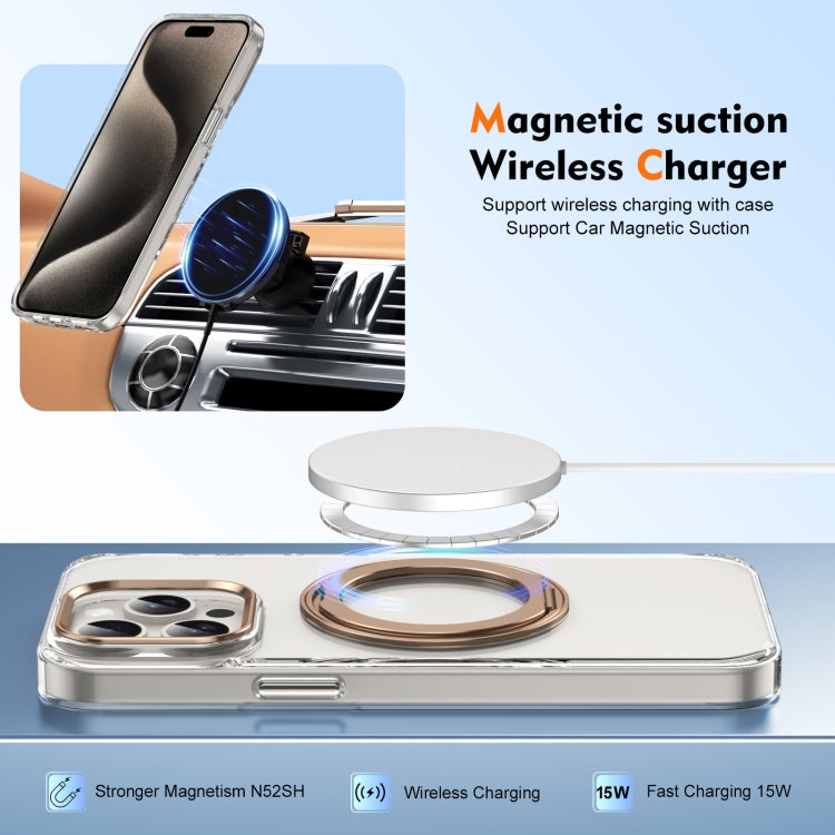For iPhone 15 Pro Ice-Cold Rotating Ring Holder PC MagSafe Phone Case
