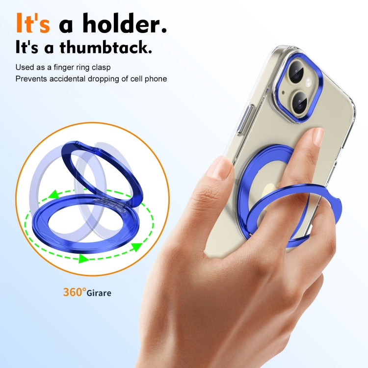 For iPhone 15 Plus / 14 Plus Ice-Cold Rotating Ring Holder PC MagSafe Phone Case