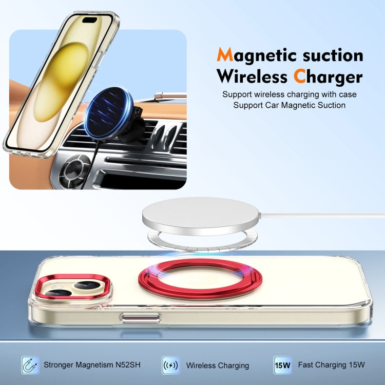 For iPhone 15 Plus / 14 Plus Ice-Cold Rotating Ring Holder PC MagSafe Phone Case