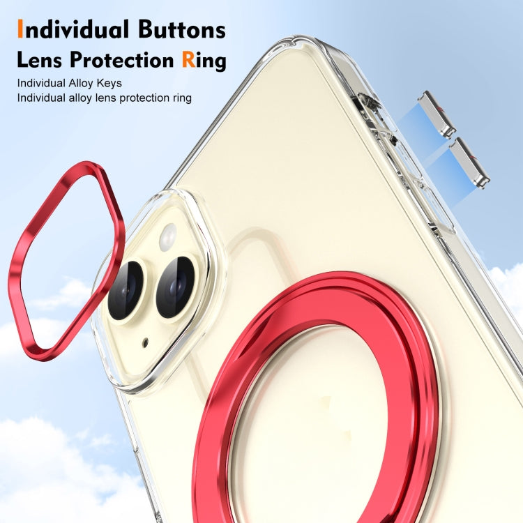 For iPhone 15 Plus / 14 Plus Ice-Cold Rotating Ring Holder PC MagSafe Phone Case