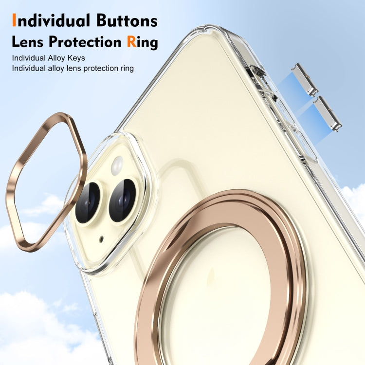 For iPhone 15 Plus / 14 Plus Ice-Cold Rotating Ring Holder PC MagSafe Phone Case