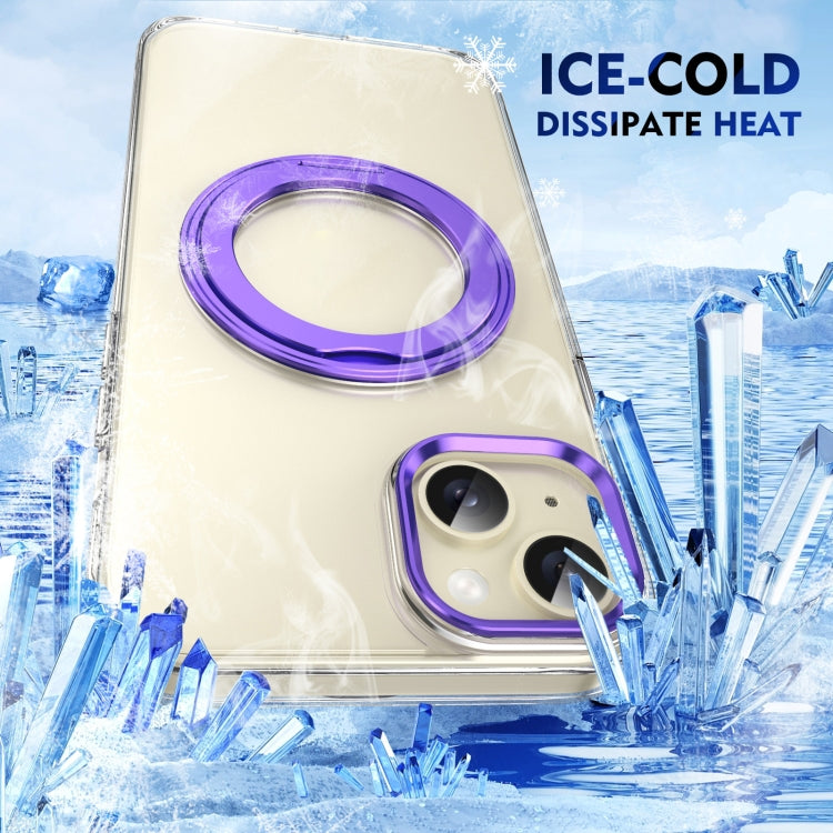 For iPhone 15 Plus / 14 Plus Ice-Cold Rotating Ring Holder PC MagSafe Phone Case