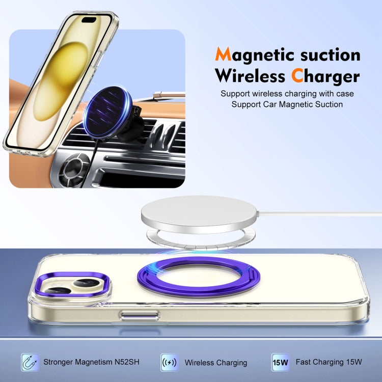 For iPhone 15 Plus / 14 Plus Ice-Cold Rotating Ring Holder PC MagSafe Phone Case