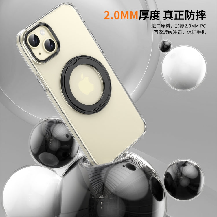 For iPhone 15 Plus / 14 Plus Ice-Cold Rotating Ring Holder PC MagSafe Phone Case