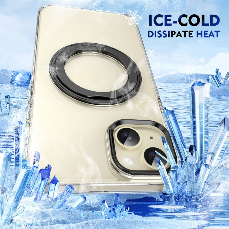 For iPhone 15 Plus / 14 Plus Ice-Cold Rotating Ring Holder PC MagSafe Phone Case