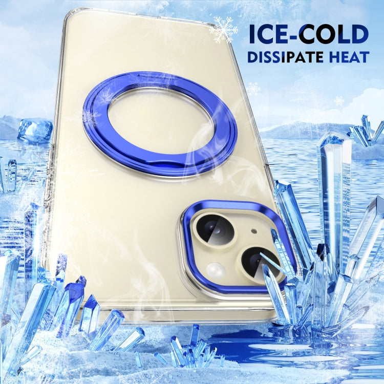 For iPhone 15 Ice-Cold Rotating Ring Holder PC MagSafe Phone Case