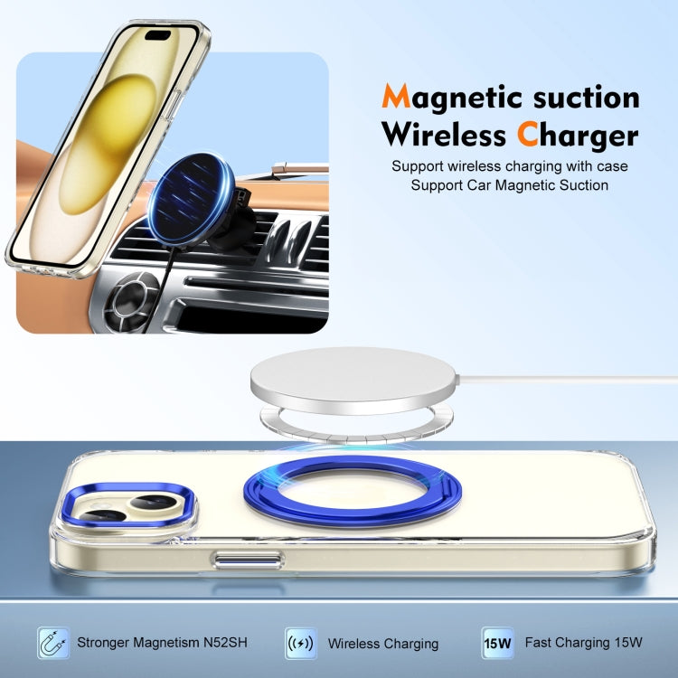 For iPhone 15 Ice-Cold Rotating Ring Holder PC MagSafe Phone Case