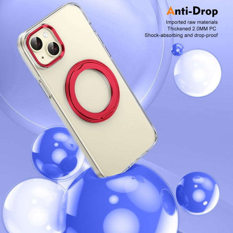 For iPhone 15 Ice-Cold Rotating Ring Holder PC MagSafe Phone Case