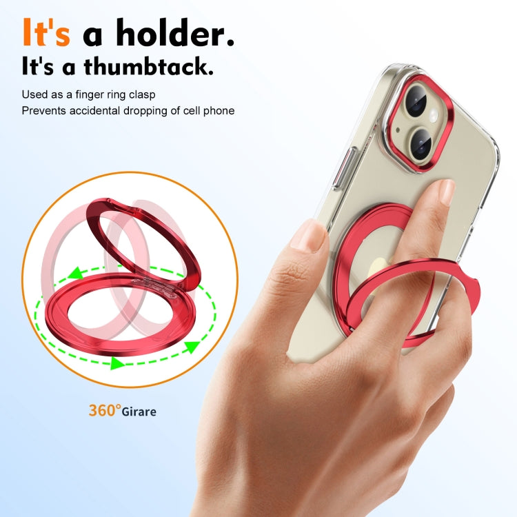 For iPhone 15 Ice-Cold Rotating Ring Holder PC MagSafe Phone Case