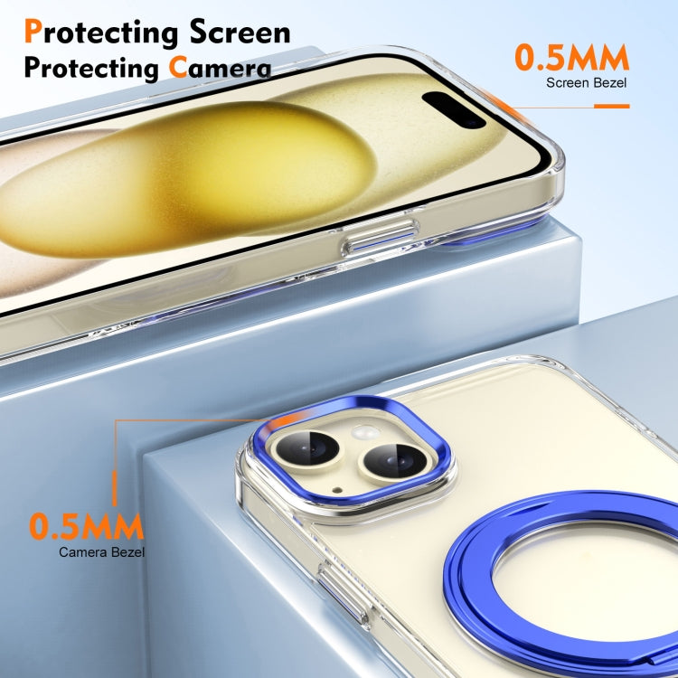 For iPhone 14 Ice-Cold Rotating Ring Holder PC MagSafe Phone Case