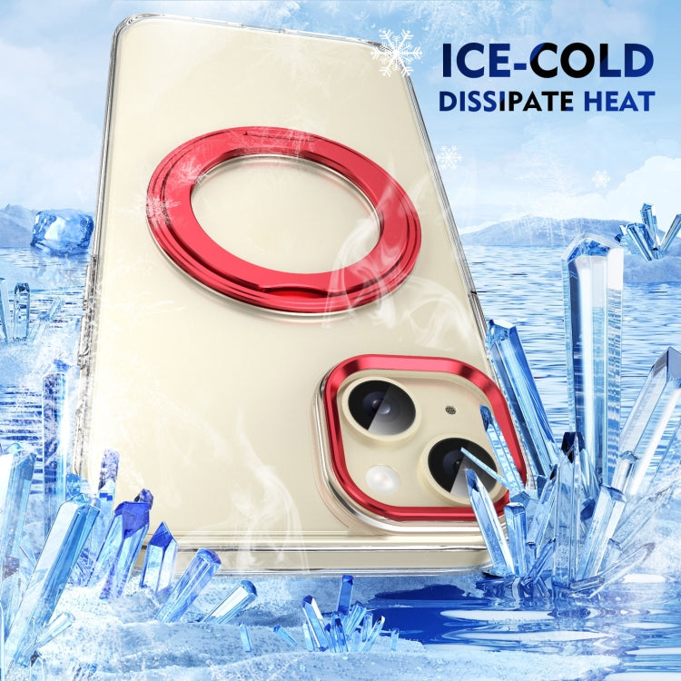 For iPhone 14 Ice-Cold Rotating Ring Holder PC MagSafe Phone Case