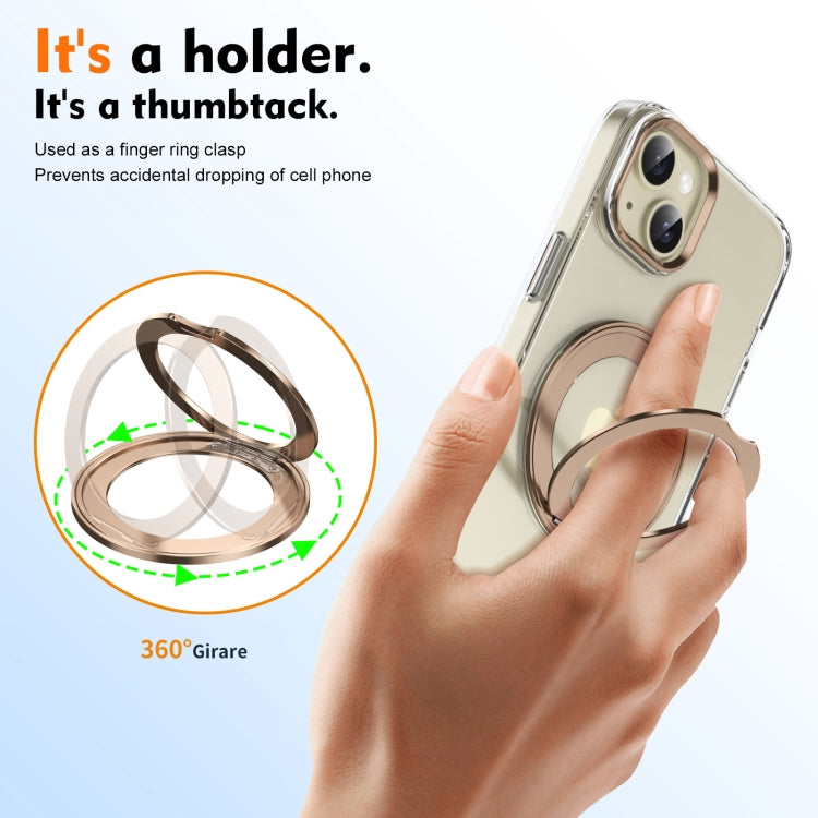 For iPhone 14 Ice-Cold Rotating Ring Holder PC MagSafe Phone Case